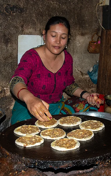 Newari women making newari food